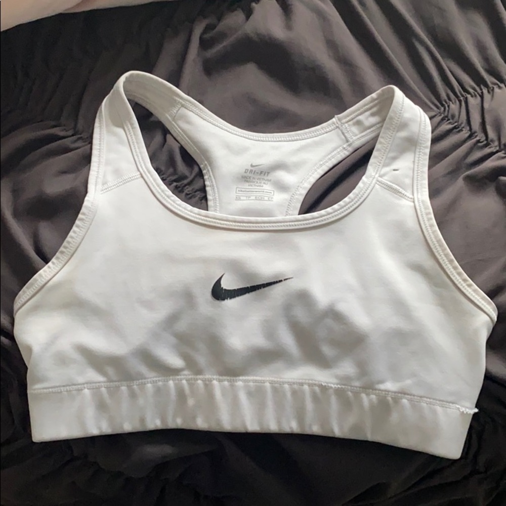White Nike sports bra